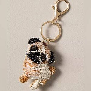 Anthropologie Beaded Pug Bag Charm
